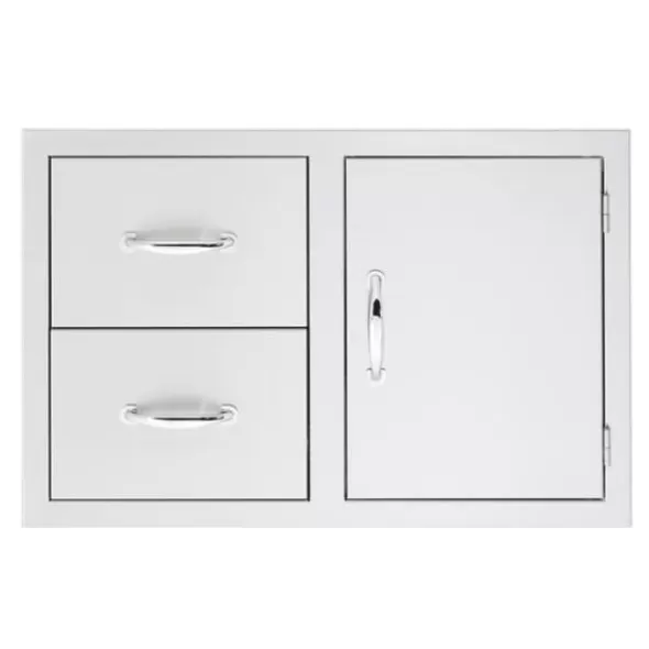 33" 304 Stainless Steel with Masonry Frame Return 2-Drawer and Access Door Combo | SUMSSDC233M