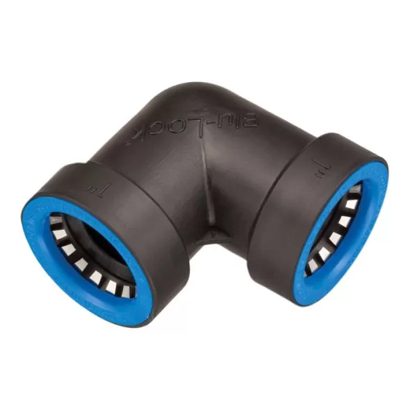 1" Push Black/Blue ABS 90 Degrees Elbow | BLK37673