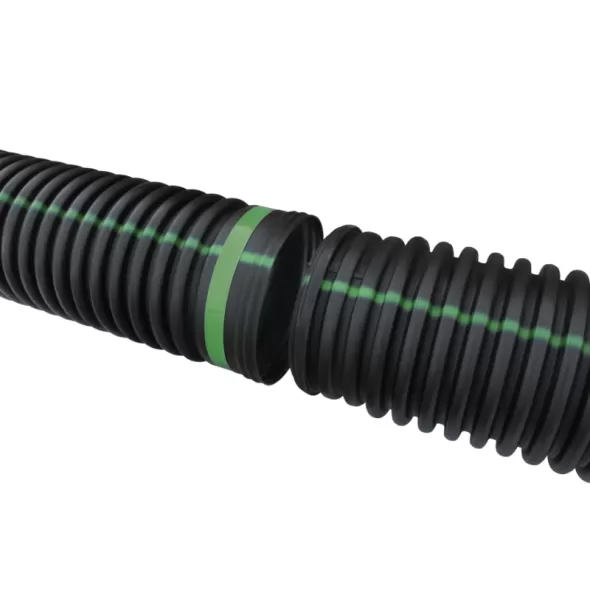 Drain Pipe, 8" x 20' Water Tight Dual Wall Flex, Solid HDPE | 08650020IBDW