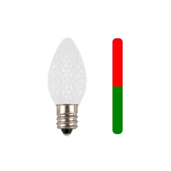 0.96 W C7 LED Red/Green Color Change Removable/Interchangeable Retrofit Bulb | HOLLEDC7RG