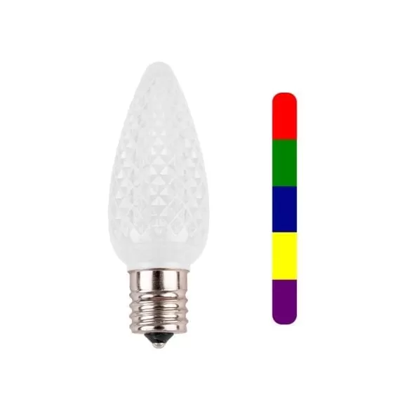 0.58 W SMD C9 E17 Intermediate LED Multi-Colored Quick Change Removable/Interchangeable Water-Resistant Retrofit Bulb | HOLLEDC9QCSMD