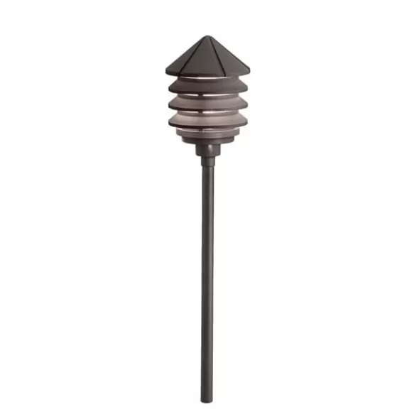 2.3 W Wedge S8 Krypton Textured Architectural Bronze Aluminum 3-Tier Conical 15005 Series Path Light | KIC15005AZT