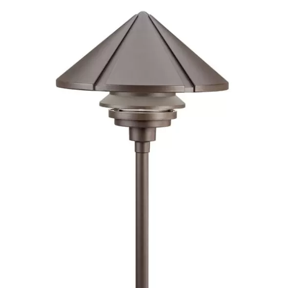 75 W E26 Medium Incandescent Textured Architectural Bronze Aluminum 1-Tier Conical Large 15211 Series Path Light | KIC15211AZT