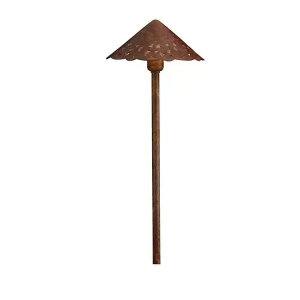 2.3 W Wedge S8 Krypton Textured Tannery Bronze Brass Decorative Hammered Roof 15443 Series Path Light | KIC15443TZT