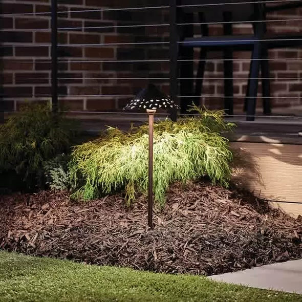2.3 W Wedge S8 Krypton Textured Tannery Bronze Brass Decorative Hammered Roof 15443 Series Path Light | KIC15443TZT