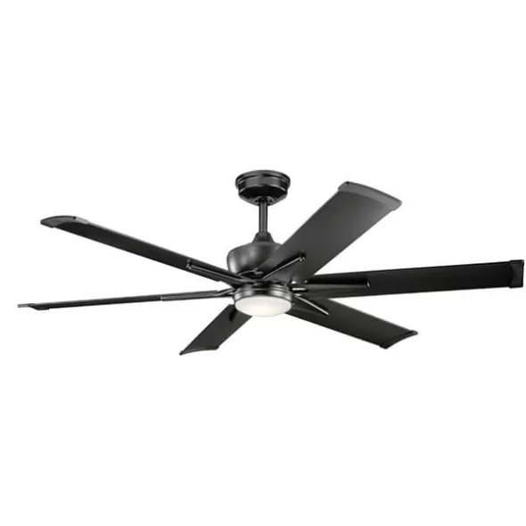 32 to 3 W LED Satin Black Steel Transitional with Down Light Ceiling Fan | KIC300300SBK