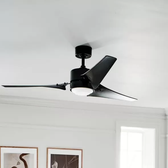 70 to 16 W LED Satin Black Steel Transitional with Down Light Ceiling Fan | KIC310155SBK