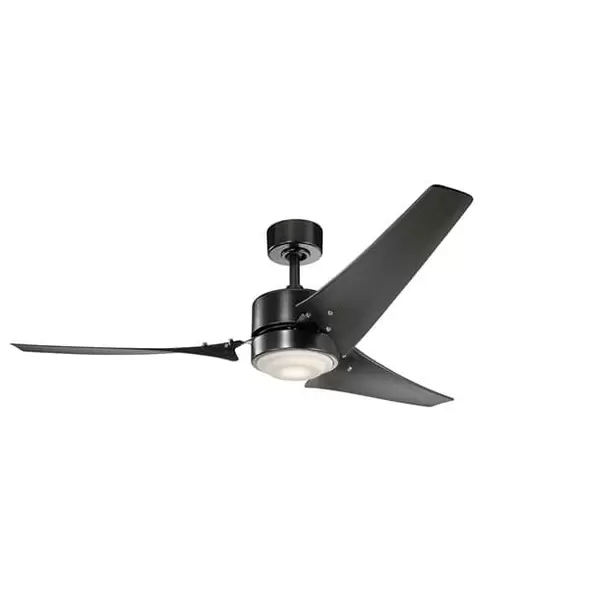 70 to 16 W LED Satin Black Steel Transitional with Down Light Ceiling Fan | KIC310155SBK