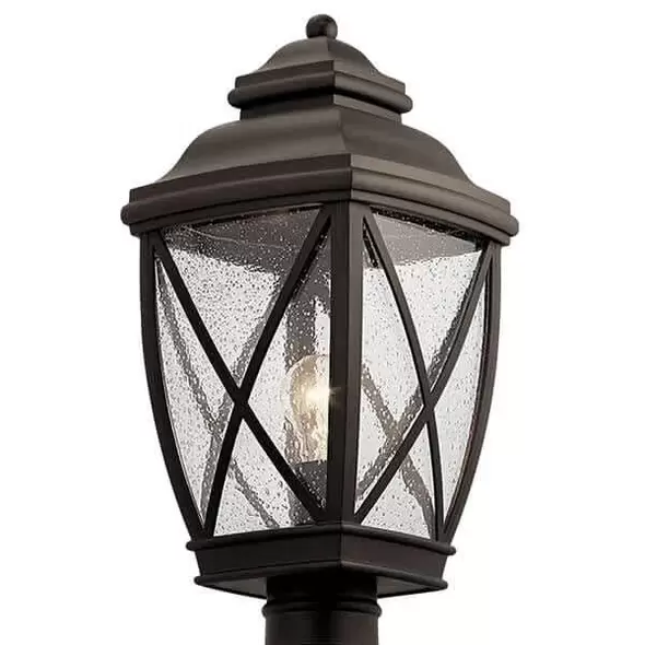 150 W E26 Medium A21 Incandescent Olde Bronze Aluminum 49843 Series Post Light | KIC49843OZ