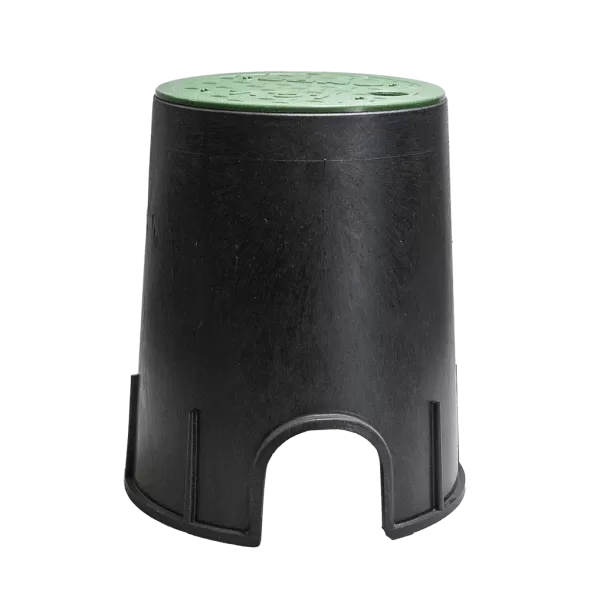 7-5/8" x 7-5/8" x 8-13/16" Round Black/Green Standard Series Valve Box and Overlapping Cover | NDB107BCH