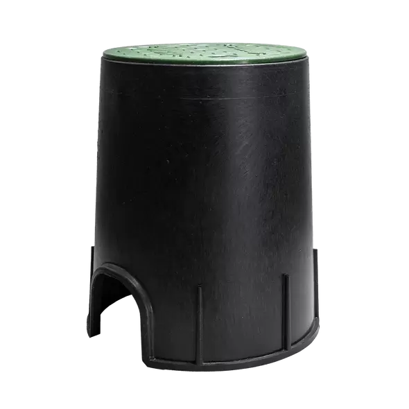 7-5/8" x 7-5/8" x 8-13/16" Round Black/Green Standard Series Valve Box and Overlapping Cover | NDB107BCH