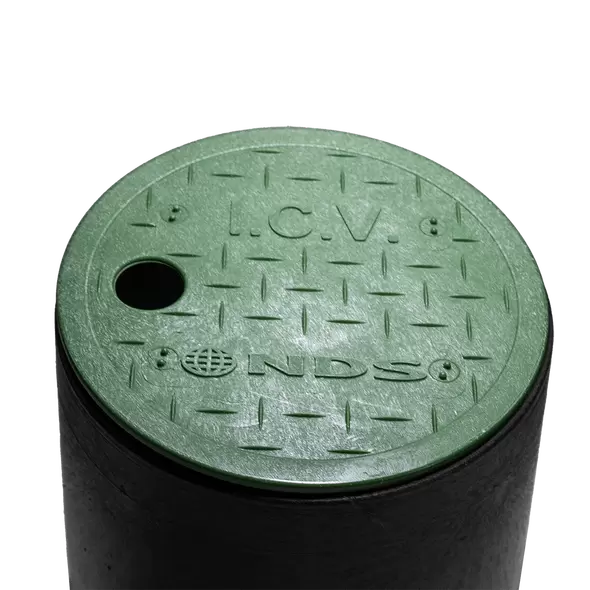 7-5/8" x 7-5/8" x 8-13/16" Round Black/Green Standard Series Valve Box and Overlapping Cover | NDB107BCH