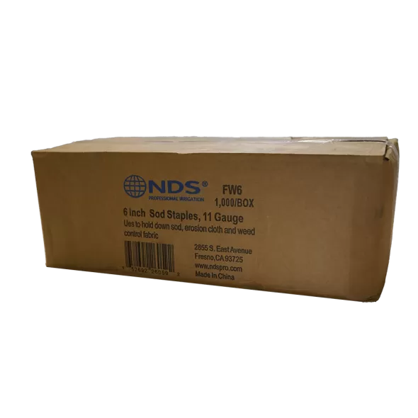 11 ga x 6" x 1" Silver 1020 CR Steel 21DT Flat Top Professional Sod Staple | NDSFW61000