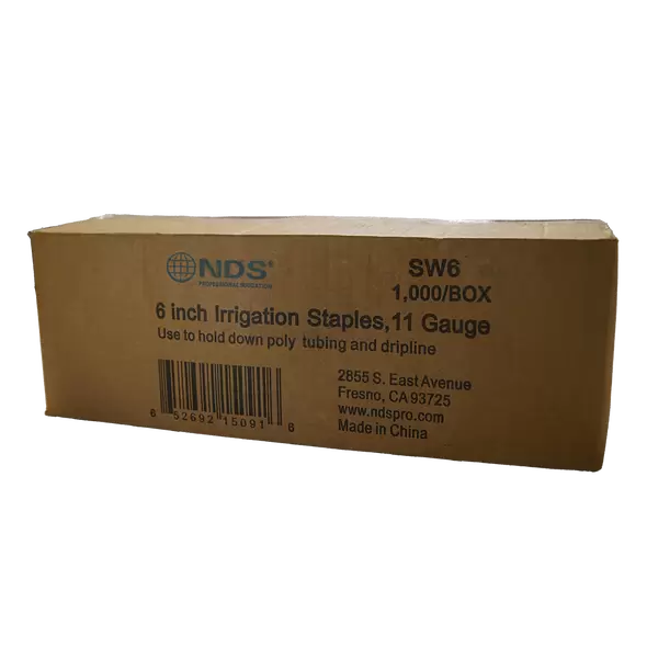 NDS Sod Staple, 11 ga x 6" x 1" Silver 1020 CR Steel 21DT Round Top Professional 1000/Box | SW6