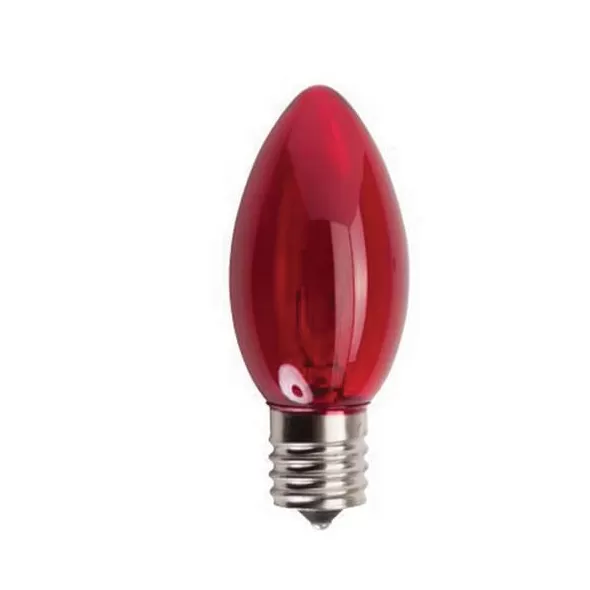 7 W C9 E17 Intermediate Incandescent Red Long-Life Traditional Tripple-Dipped Transparent Bulb | SRCC97WRED