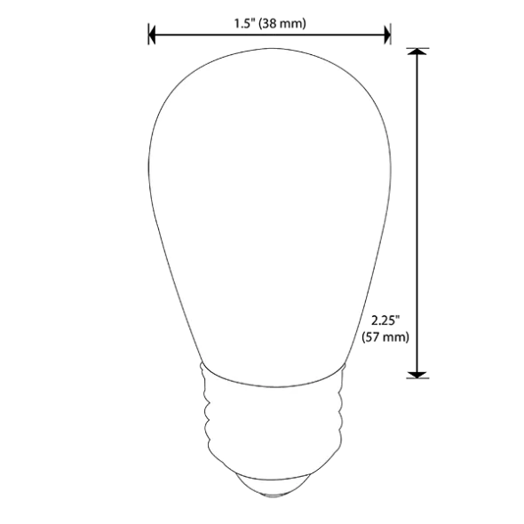 Filament Bulb, 1 W E26 Medium 100 Lumens 2700K LED Low Voltage