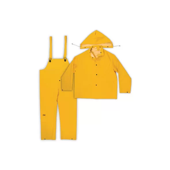 Rain Suit, 2X-Large Yellow Pvc With Polyester Backing | R1012X