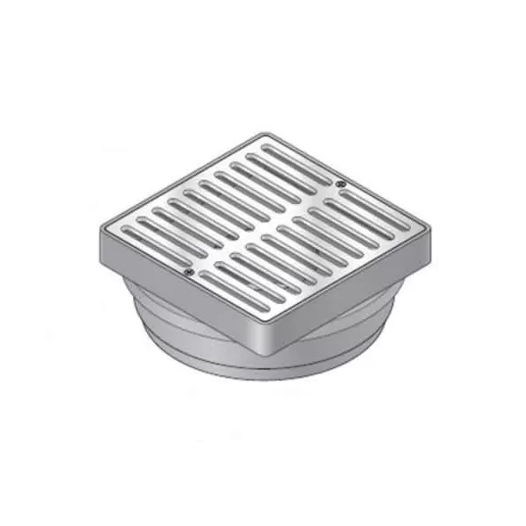 NDS 6" Square Atrium Grate W/ Styrene Adapter For 6" Pipe - Satin Brass | NDS921B