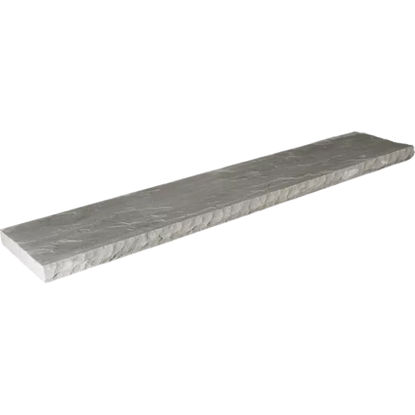 3-Sides Sawn 1 Long Side Rockfaced Stone Tread, Castle Gray, 18 x 72 x 2" | 187221RF
