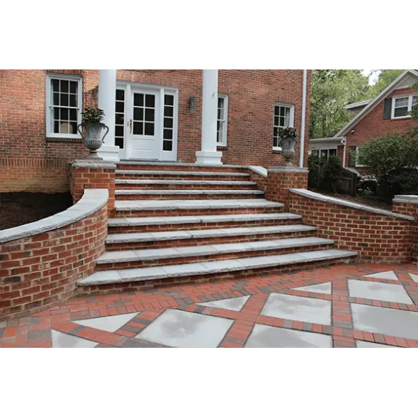 3-Sides Sawn 1 Long Side Rockfaced Stone Tread, Castle Gray, 18 x 72 x 2" | 187221RF