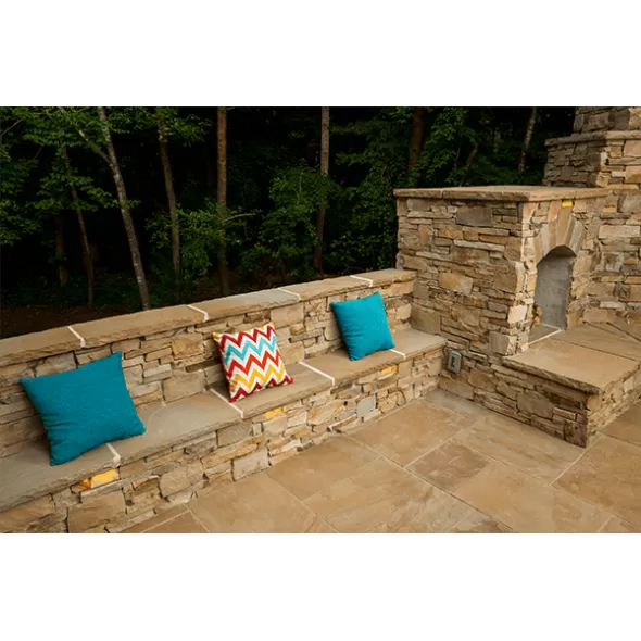 2-Sides Sawn 2-Long Sides Rockfaced Wall Cap, Buff, 14 x 24 x 2" | BUFFWCP14242-2R