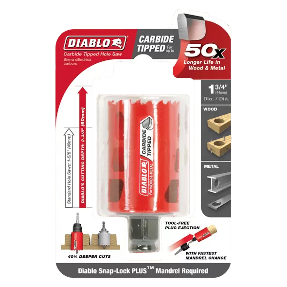 Diablo Carbide-Tipped Wood & Metal Holesaw 44mm 1-3/4"