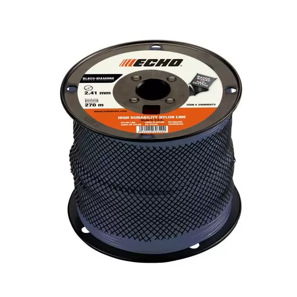 Trimmer Line, 0.095" Dia x 885' Twisted Black Nylon Medium