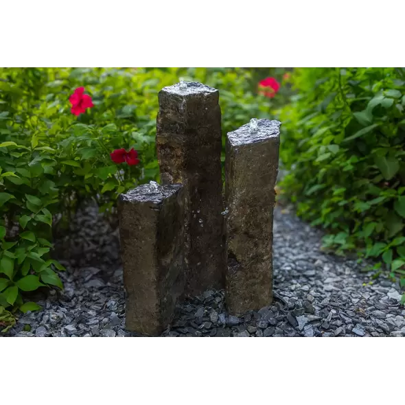EasyPro Natural Top Basalt Column Kit w/ 48" Basin, Sizes are 20", 27", 35", 1000 GPH Pump & Light Rings 3"