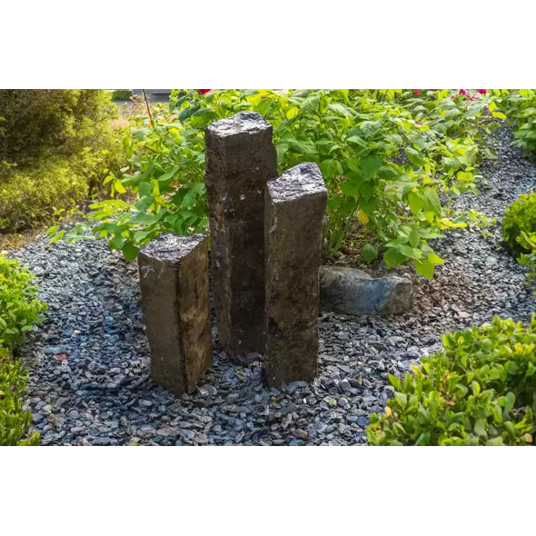 EasyPro Natural Top Basalt Column Kit w/ 48" Basin, Sizes are 20", 27", 35", 1000 GPH Pump & Light Rings 3"