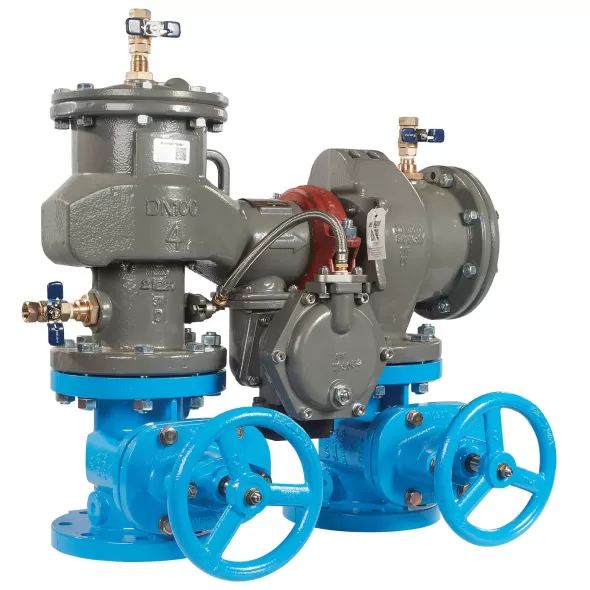 Febco LF880V-NRS-FS Reduced Pressure Zone Assembly Backflow Preventer N-Pattern NRS Shutoff w/ Flood Sensor Lead Free Ductile Iron 4" | F122953