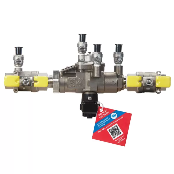 Watts SS009M3-QT-FS Reduced Pressure Zone Assembly Backflow Preventer Quarter Turn Shutoff w/ Flood Sensor Lead Free Stainless Steel 1/2" | 88004045