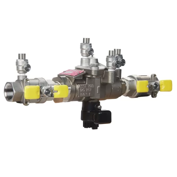 Watts SS009M3-QT-FS Reduced Pressure Zone Assembly Backflow Preventer Quarter Turn Shutoff w/ Flood Sensor Lead Free Stainless Steel 3/4" | 88004046