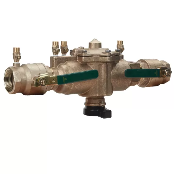 Watts LF009M2-QT-FS Reduced Pressure Zone Assembly Backflow Preventer Quarter Turn Shutoff w/ Flood Sensor Lead Free Copper Silicon Alloy 2" | 88004115
