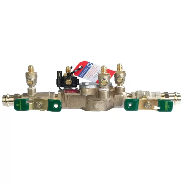 Watts LF007M2-QT-FZ Double Check Valve Assembly Backflow Preventer Quarter Turn Shutoff w/ Freeze Sensor Lead Free Bronze 1-1/2" | T063234