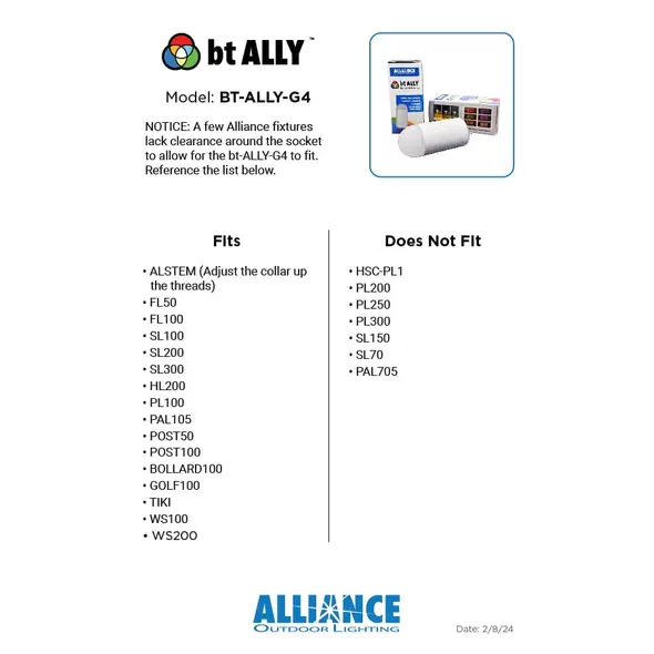 Alliance Outdoor Lighting BT Ally RGBW Lamp G4 Adjustable 1W-2.5W 360 Degree Spread 10-250 Lumens
