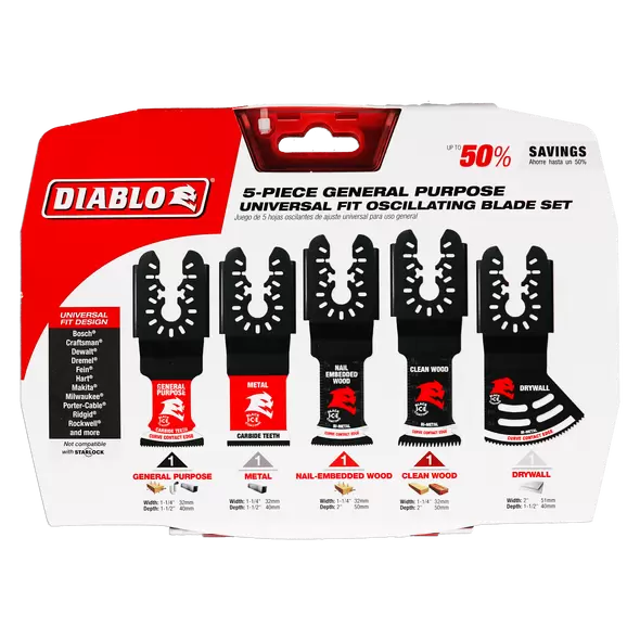Diablo Universal Oscillating Blades for General Purpose 5 Piece