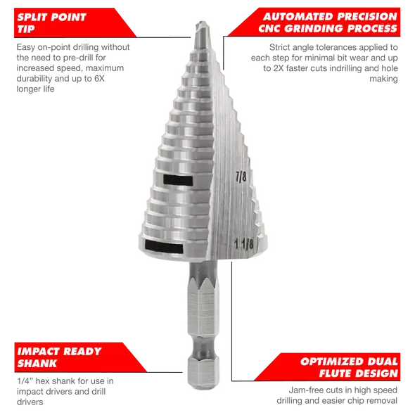 Diablo Impact Step Drill Bit (17 Steps) 7/8" - 1-1/8" | DSD1125S17
