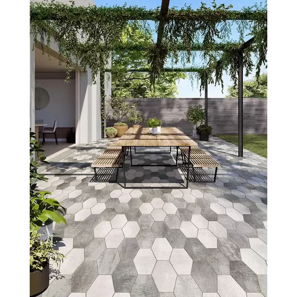 Techo-Bloc Hexa Smooth HD² Paver, 30mm, Grayed Nickel | 009421