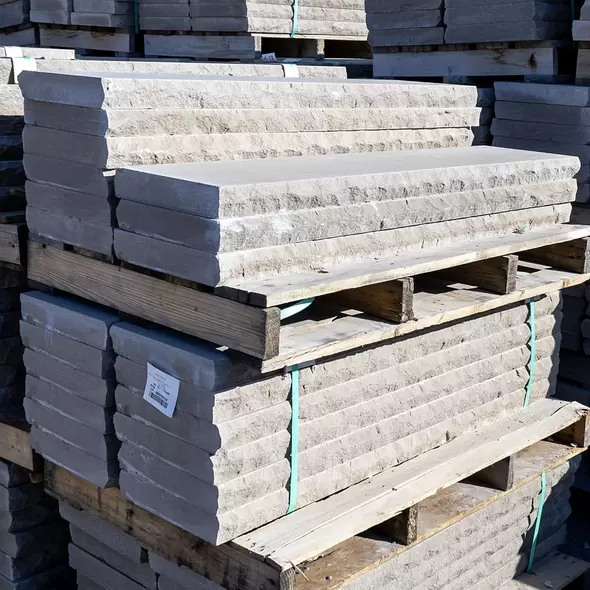 Grey Wall Cap Two Long Edges Pitched, 2-1/4" x 12", Natural Stone