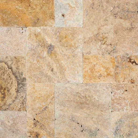 MSI TUSCANY SCABAS TRAVERTINE - PAVER, TUMBLED - VERSAI PATTERN 1-1/4"