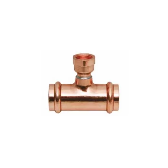 Inline Heel Reducing Tee, 3/4" x 3/4" x 1/2" Press x Press x FPT Copper | PPFT3412