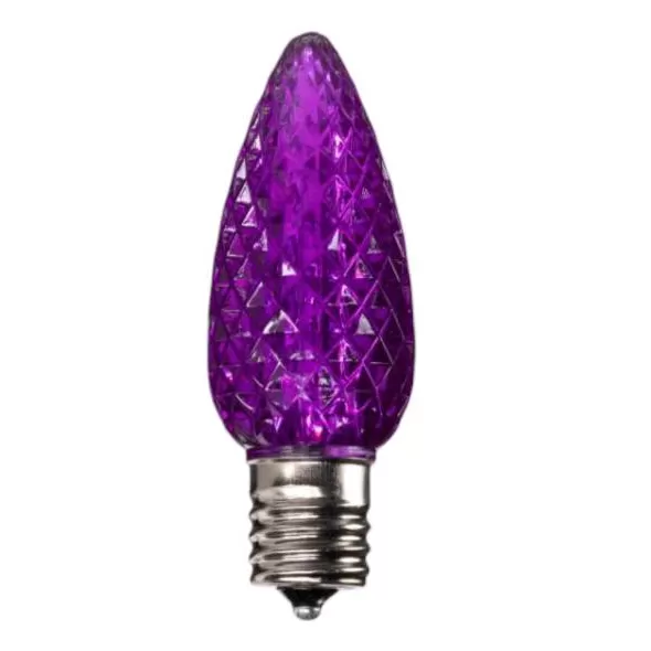 C9 LED Faceted Bulb Purple | NC9D-LED-PU