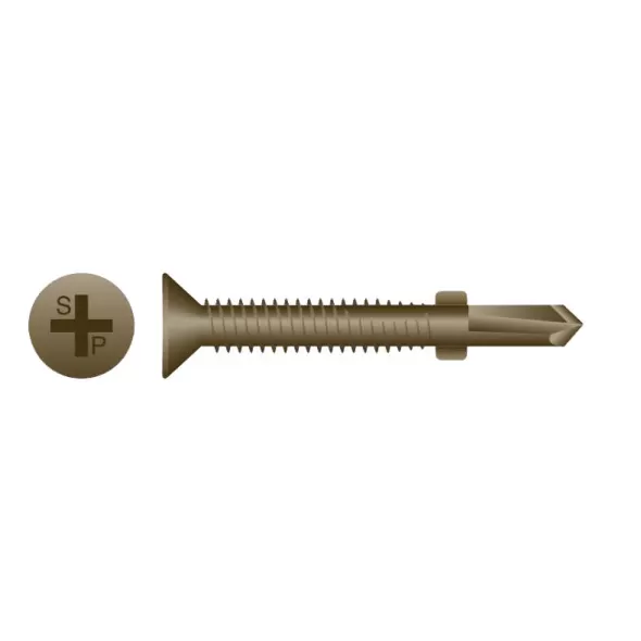 Self-Tapping Screw Phillips Flat Head Reamer, 1/4"-20 X 3-1/4" Steel With Wings |  SDFP025C0325LCWA4W-B