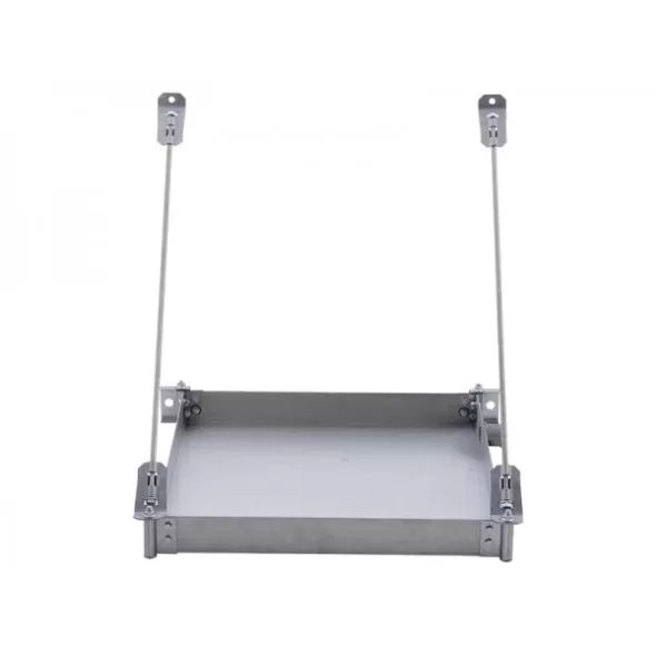 Wall Mounted Water Heater Platform, 24" L X 24" W X 4" H Galvanized Steel Hung Equipment, Drain | 30-SWHP-WM