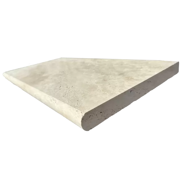 Lonestar Ivory Beige Travertine Tumbled Bullnose Coping Light Walnut 12" x 24" | IBTTB3CP12X24