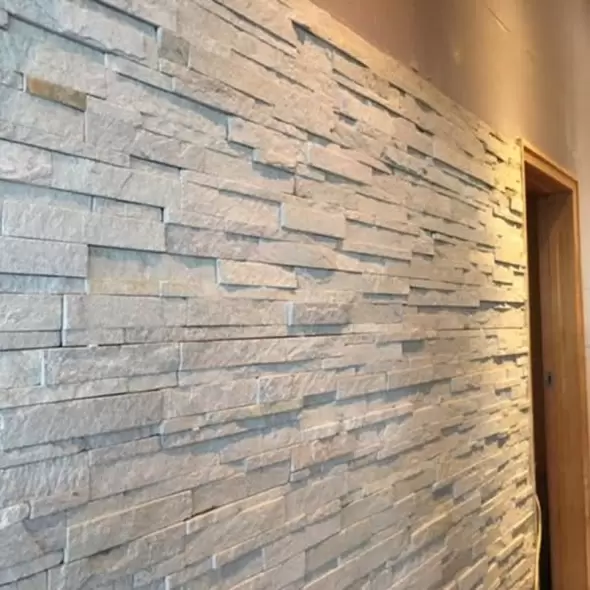 STACKED STONE FLATS WHITE QUARTZITE WHITE QUARTZITE SPLIT FACE FLATS - 6 EA (6 SF) PER BUNDLE / 288 EA (SF) PER PALLET 6" X 24"