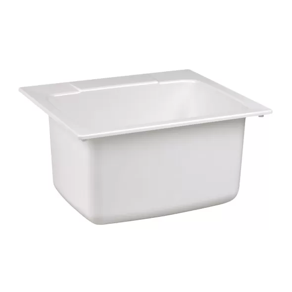 Stain Resistant Utility Sink, Fiberglass White, 25" x 22" (4/Pack) | 10K