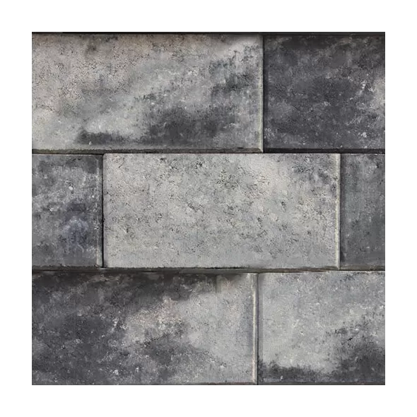 NICOLOCK VERONA WALL GRAPHITE PEARL BLEND - TUMBLED - PREMIUM - 96 EA/ PALLET - 3 EA/ SF - 8 LR/ PALLET 4" X 12" X 8"