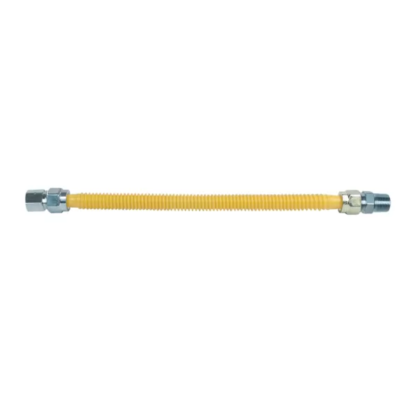 Gas Connector, (ID) 1/2" x (OD) 5/8" x 24" Stainless Steel Yellow Coated, Flex, FIP X MIP | CSSC54-24