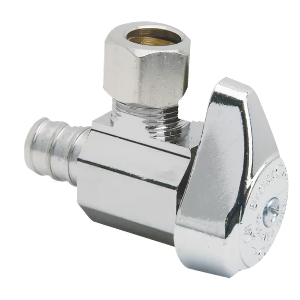 1-Piece Turn Angle Stop Brass 1/2" x 3/8" PEX Barb x Compression | G2BRPX19X C